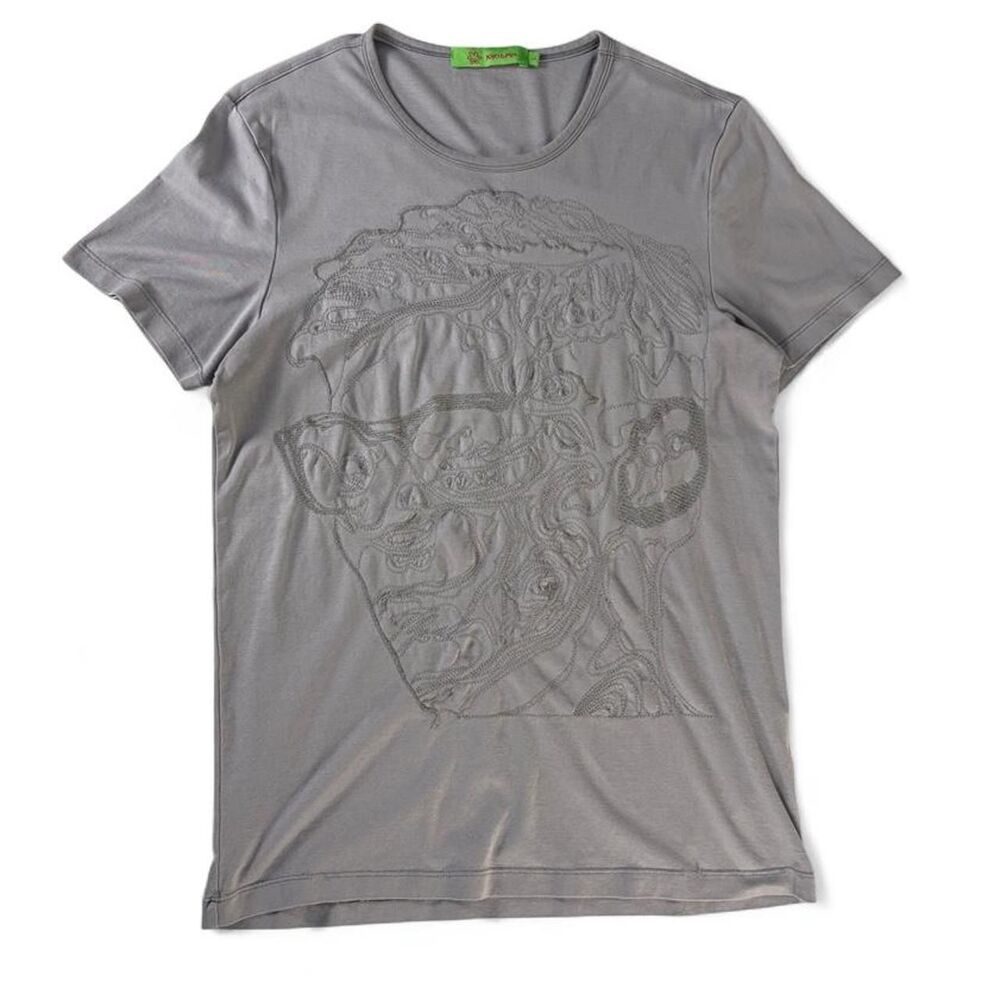 JOJO L. PIN stretchy Gray embroidered face tee